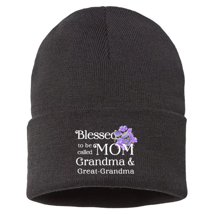 Blessed To Be Called Mom Grandma & Great Grandma Sustainable Knit Beanie