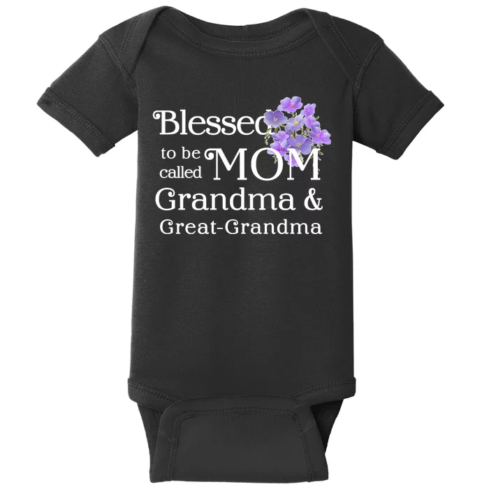 Blessed To Be Called Mom Grandma & Great Grandma Baby Bodysuit