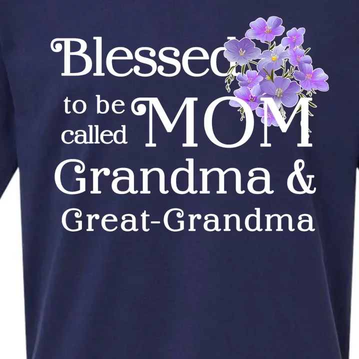 Blessed To Be Called Mom Grandma & Great Grandma Sueded Cloud Jersey T-Shirt