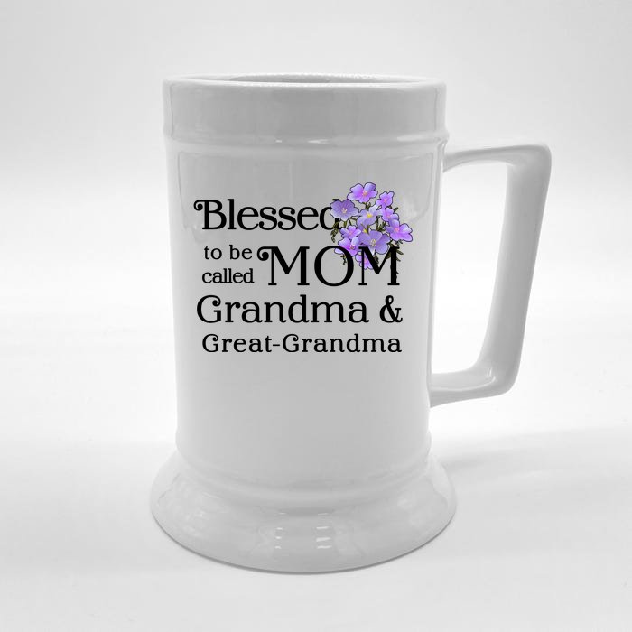 Blessed To Be Called Mom Grandma & Great Grandma Front & Back Beer Stein