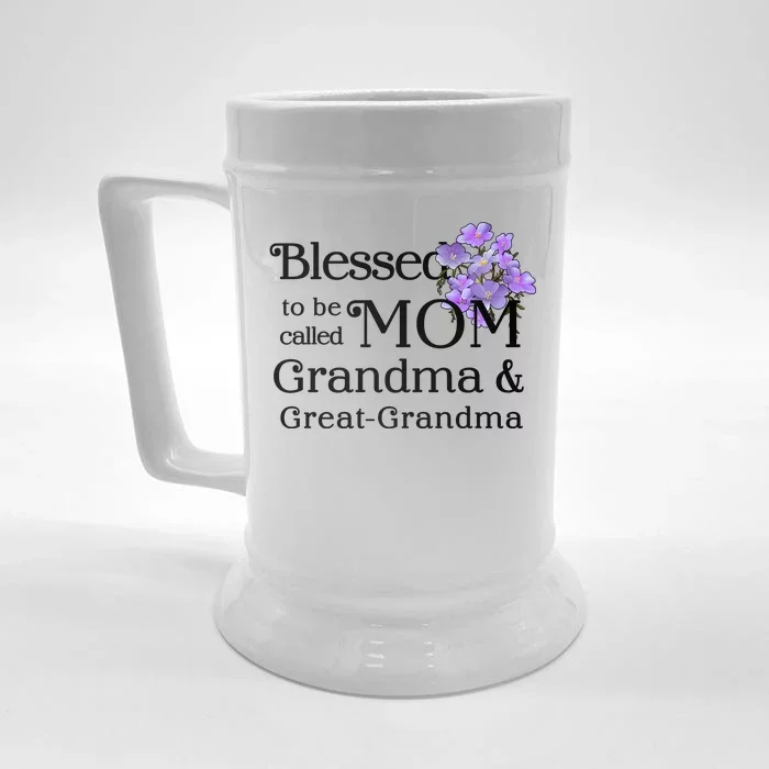 Blessed To Be Called Mom Grandma & Great Grandma Front & Back Beer Stein