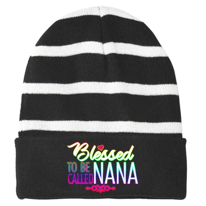 Blessed To Be Called Nana Striped Beanie with Solid Band