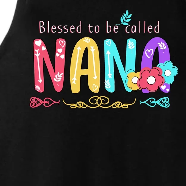 Blessed To Be Called Nana Cute Floral Ladies Tri-Blend Wicking Tank