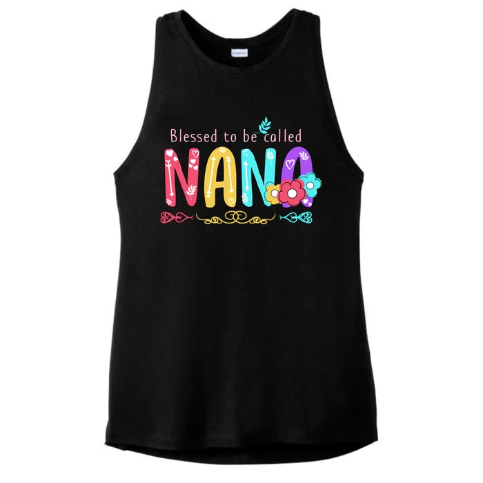 Blessed To Be Called Nana Cute Floral Ladies Tri-Blend Wicking Tank