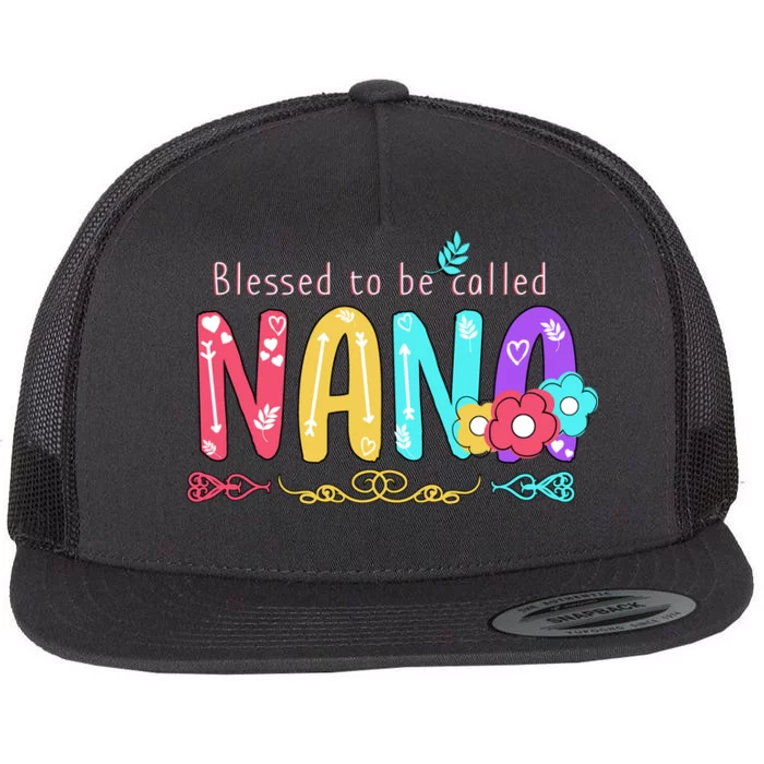 Blessed To Be Called Nana Cute Floral Flat Bill Trucker Hat