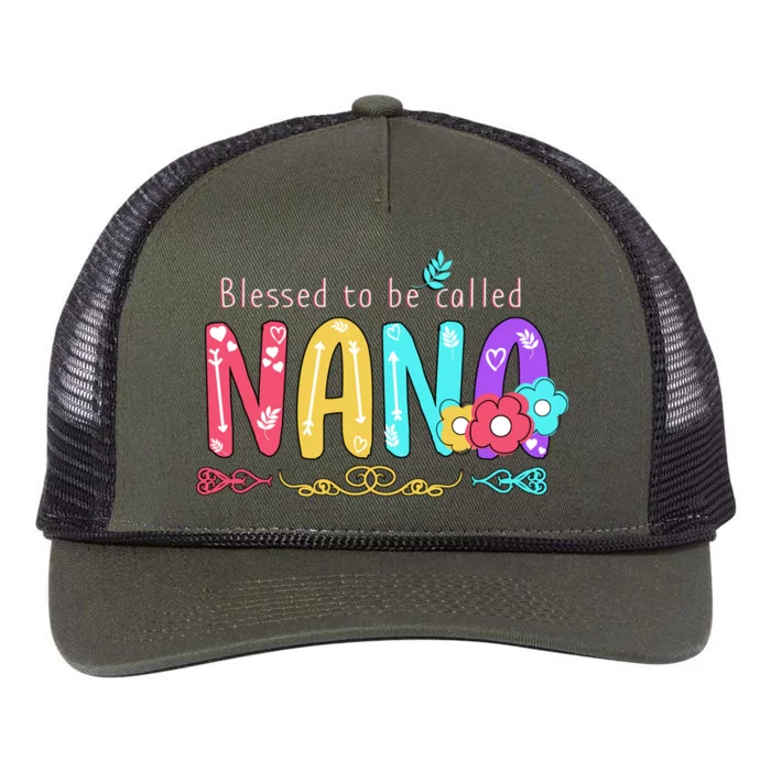 Blessed To Be Called Nana Cute Floral Retro Rope Trucker Hat Cap