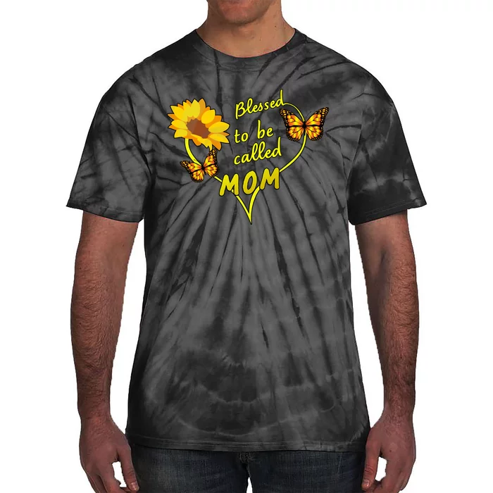 Blessed To Be Mom Butterfly Sun Floral Tie-Dye T-Shirt