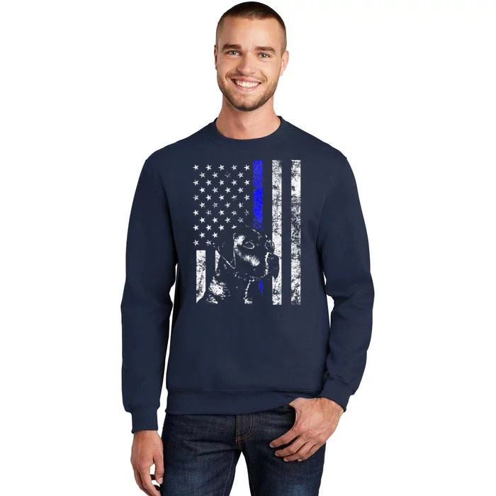 Blue Line Flag K9 Labrador Retriever Police Dog Tall Sweatshirt