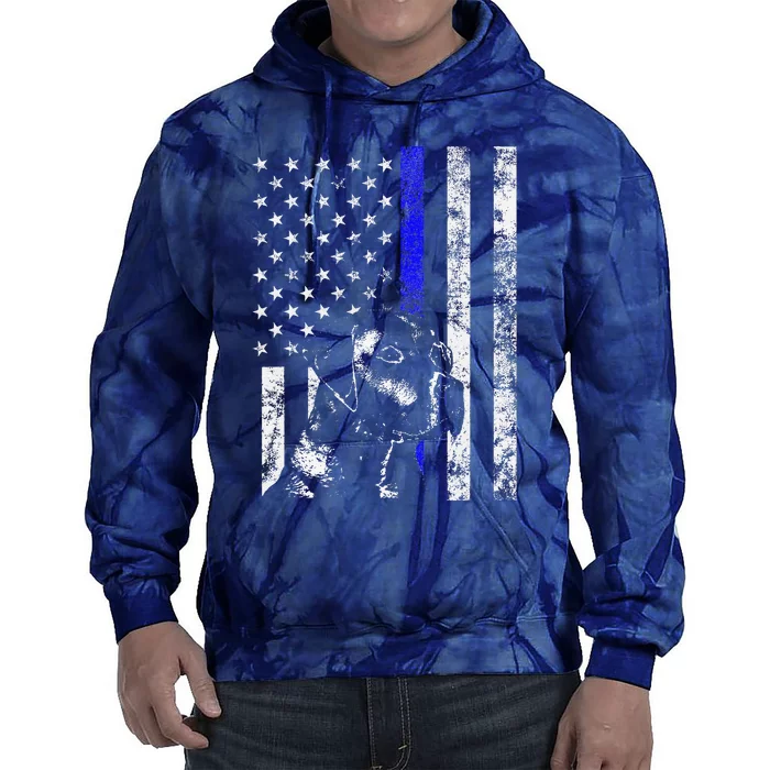 Blue Line Flag K9 Labrador Retriever Police Dog Tie Dye Hoodie