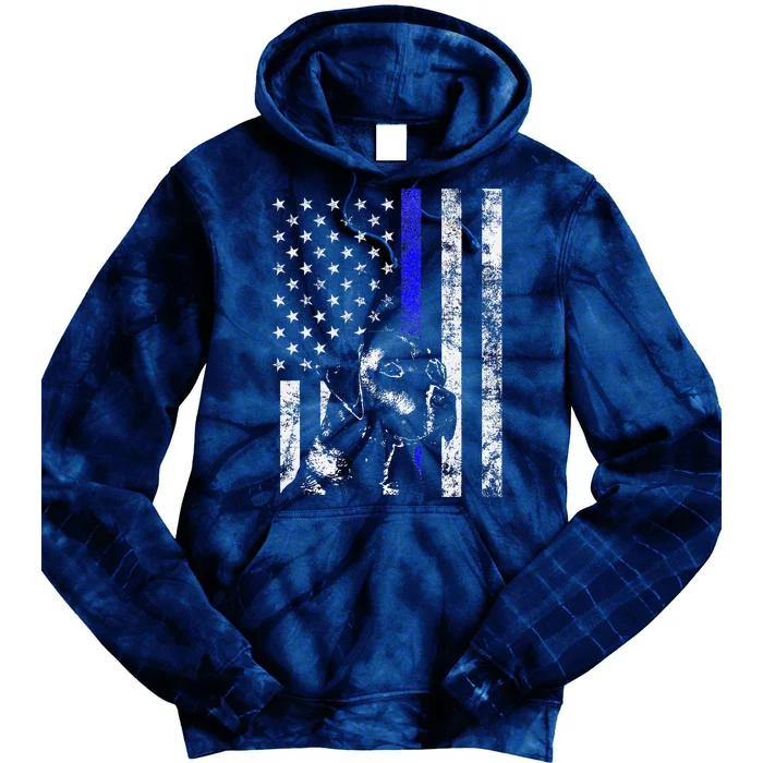 Blue Line Flag K9 Labrador Retriever Police Dog Tie Dye Hoodie