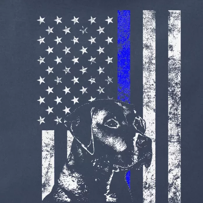 Blue Line Flag K9 Labrador Retriever Police Dog Zip Tote Bag