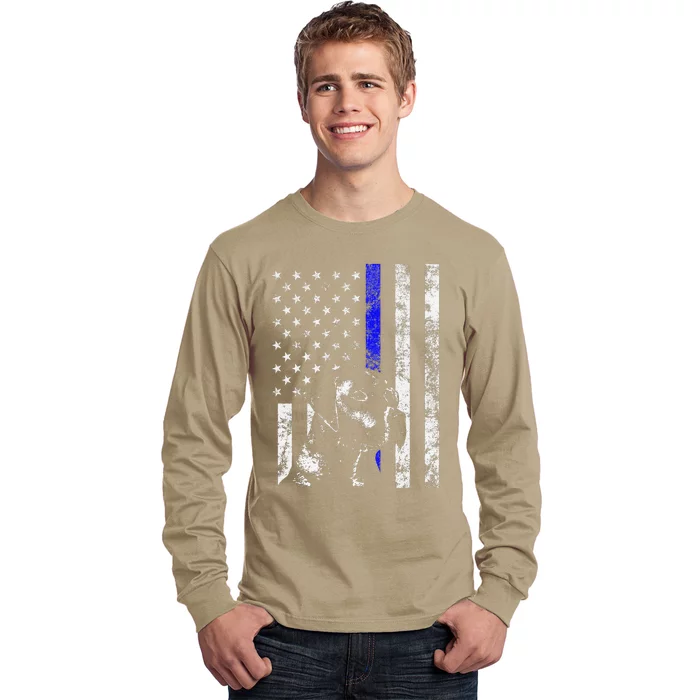 Blue Line Flag K9 Labrador Retriever Police Dog Long Sleeve Shirt