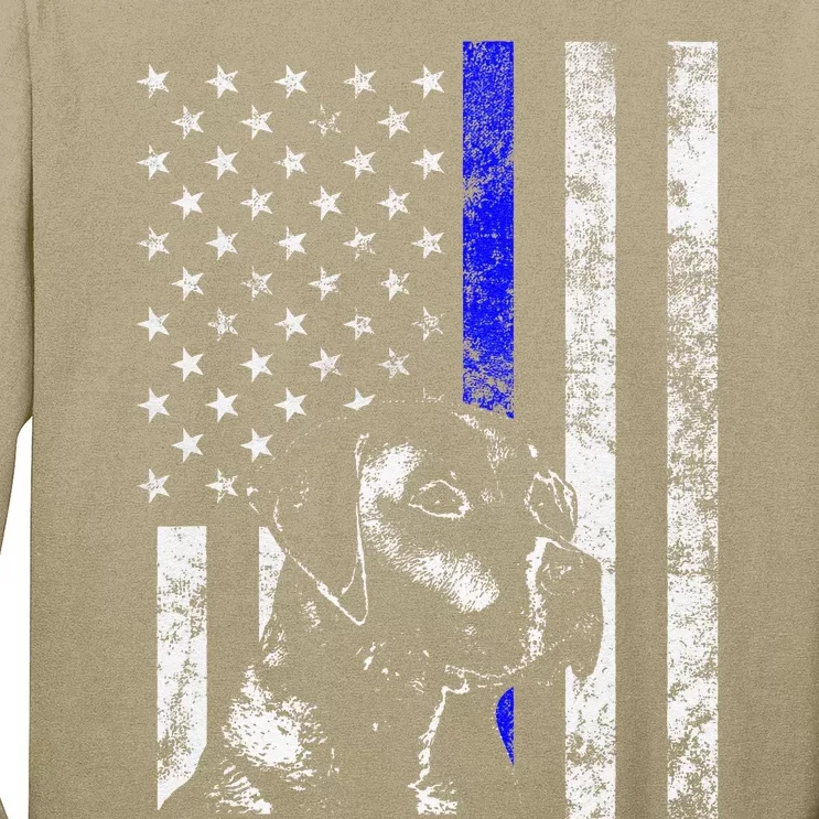 Blue Line Flag K9 Labrador Retriever Police Dog Long Sleeve Shirt