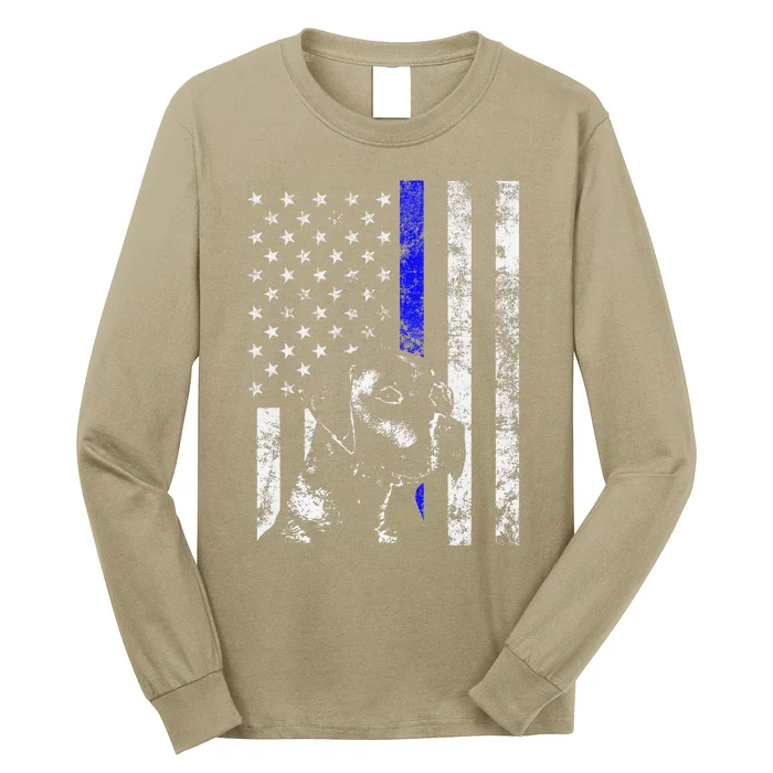 Blue Line Flag K9 Labrador Retriever Police Dog Long Sleeve Shirt