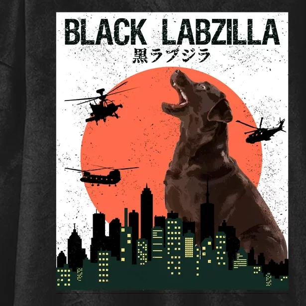 Black Labzilla Funny Labrador Retriever Dog Hooded Wearable Blanket