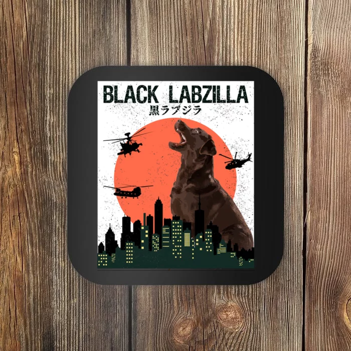 Black Labzilla Funny Labrador Retriever Dog Coaster