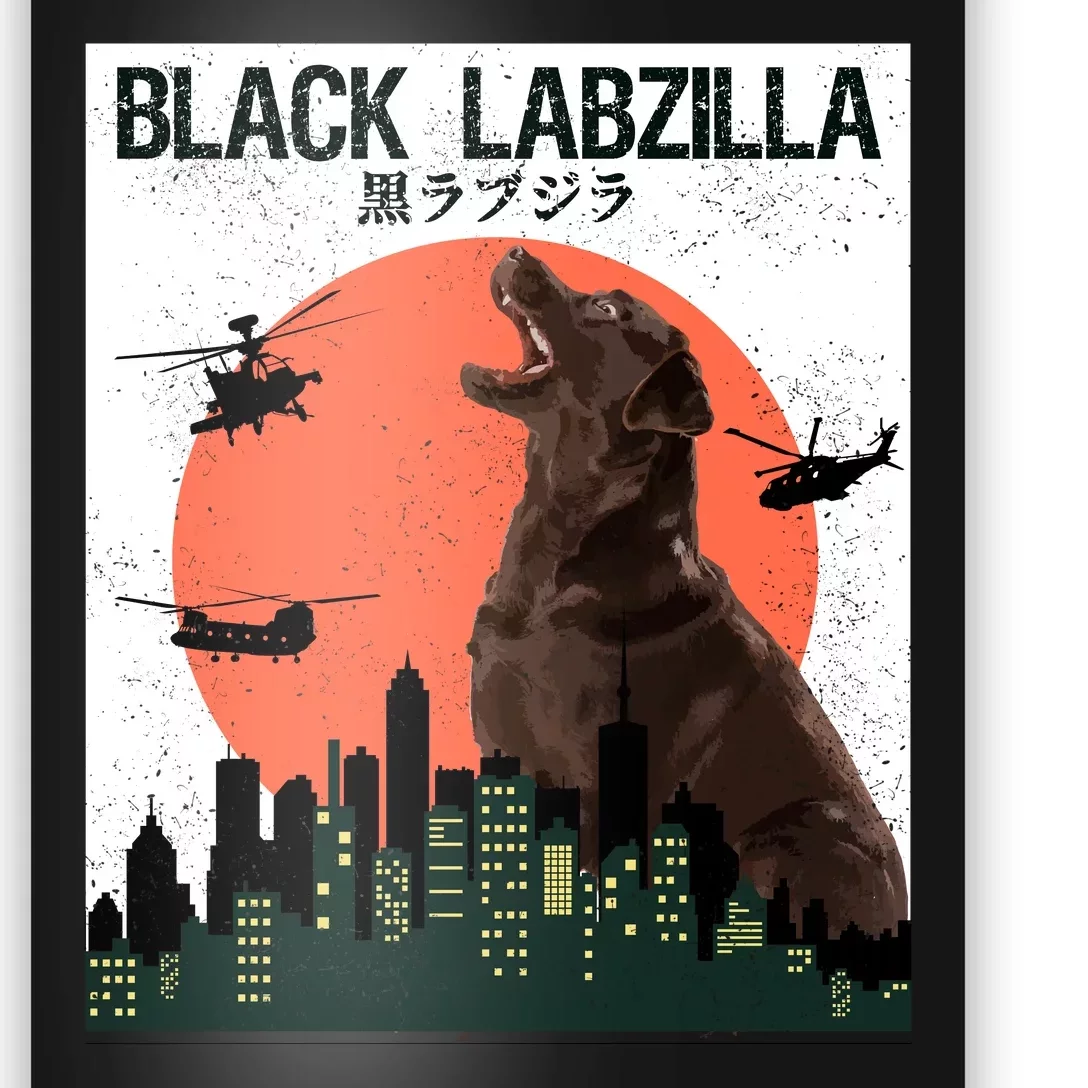 Black Labzilla Funny Labrador Retriever Dog Poster