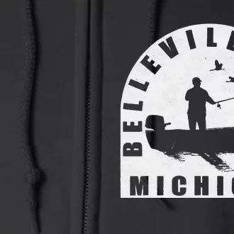 Belleville Lake Fishing Michigan Full Zip Hoodie