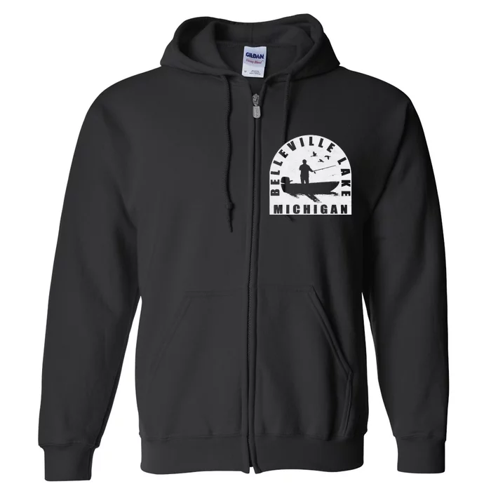 Belleville Lake Fishing Michigan Full Zip Hoodie