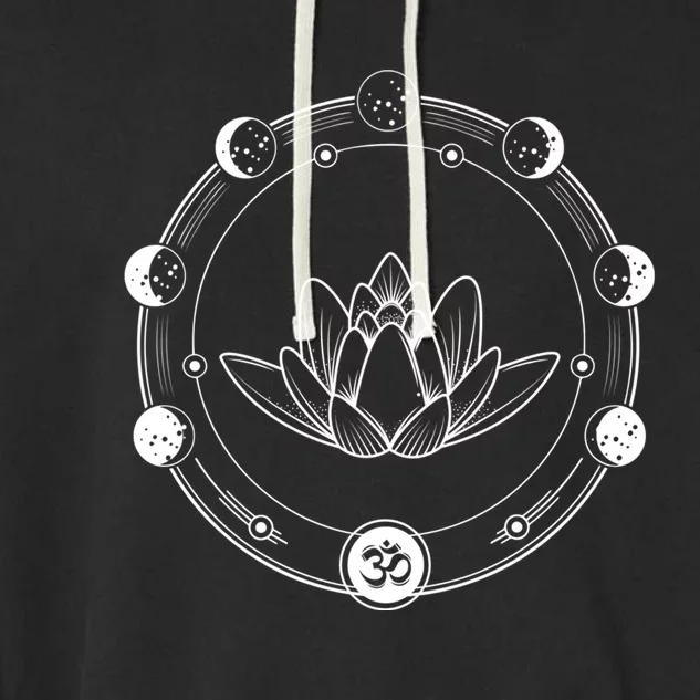 Black Lotus Flower Moon Phases Yoga Gift Garment-Dyed Fleece Hoodie