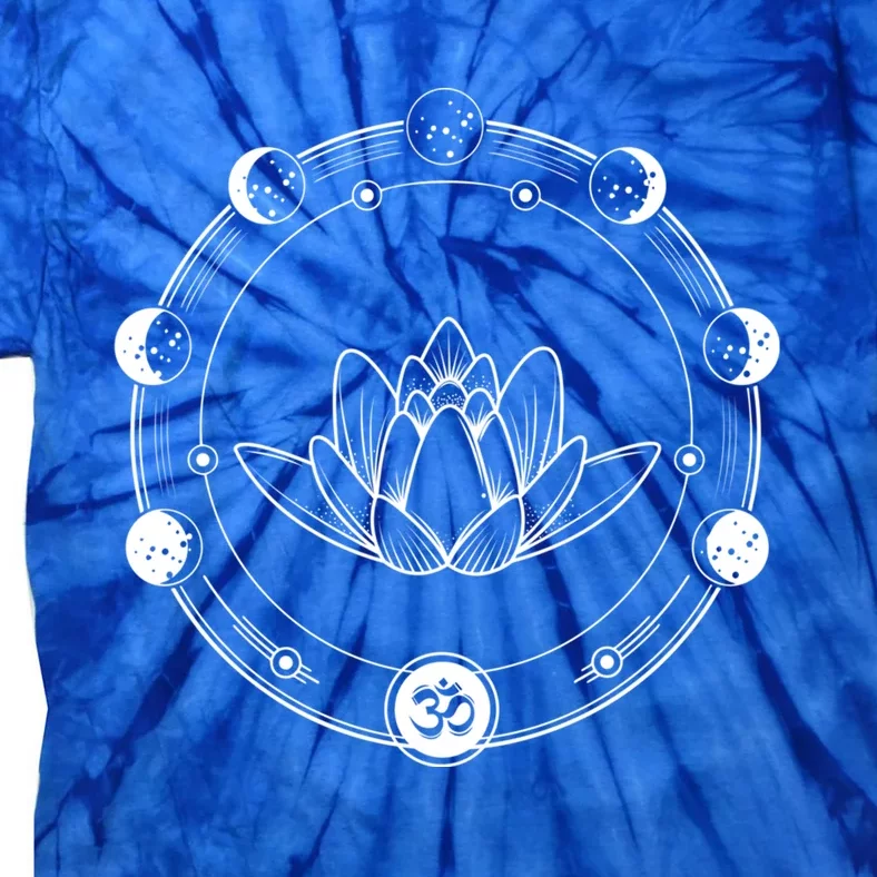 Black Lotus Flower Moon Phases Yoga Gift Tie-Dye T-Shirt