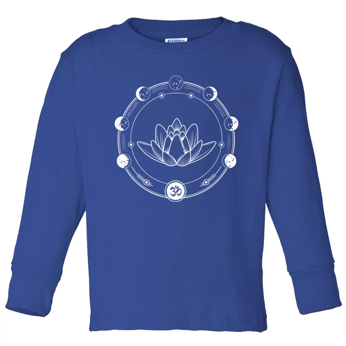 Black Lotus Flower Moon Phases Yoga Gift Toddler Long Sleeve Shirt