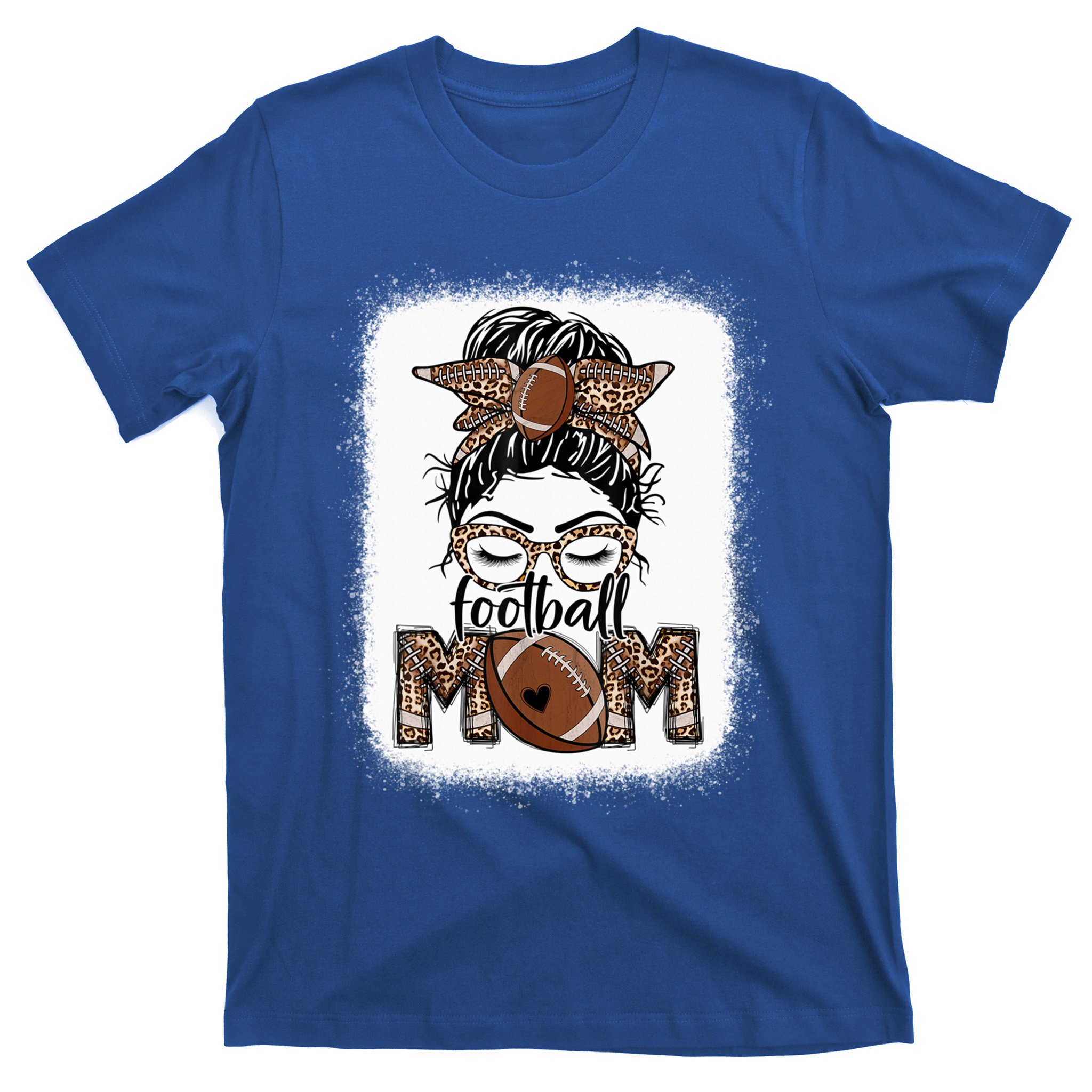 Messy Bun Girl Leopard Football Mom shirt, hoodie, sweater, long