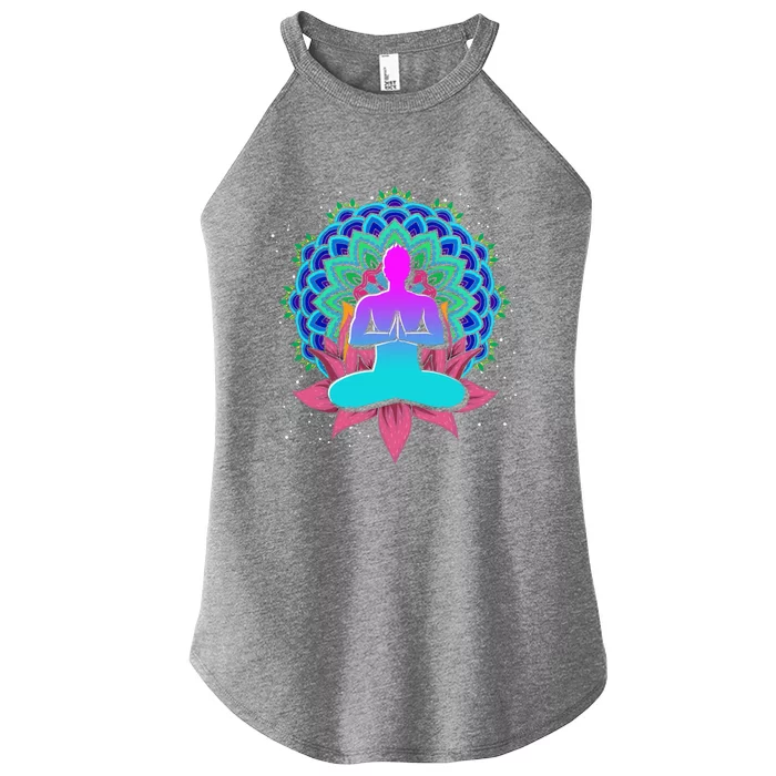 Buddhism Lotus Flower Colorful Dala Namaste Yogi Yoga Great Gift Women’s Perfect Tri Rocker Tank