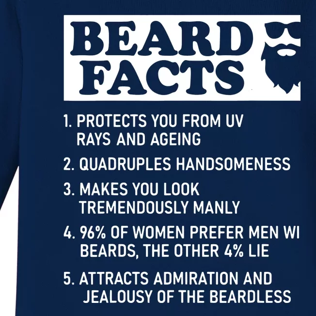 Beard Lover Funny Beard Facts Bearded Guy Humor Baby Long Sleeve Bodysuit