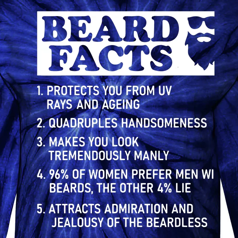 Beard Lover Funny Beard Facts Bearded Guy Humor Tie-Dye Long Sleeve Shirt