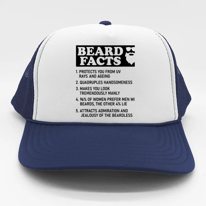 Beard Lover Funny Beard Facts Bearded Guy Humor Trucker Hat