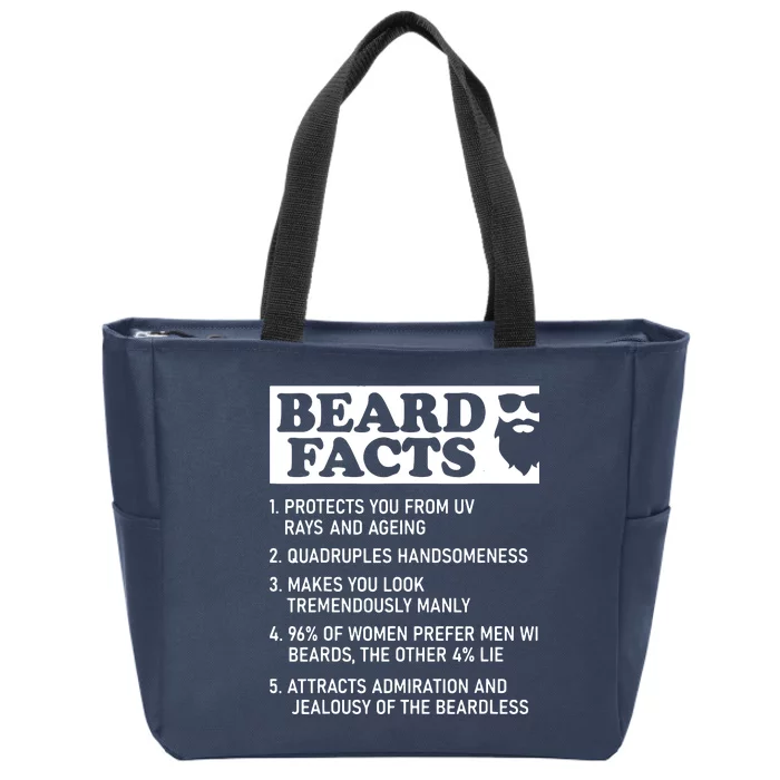 Beard Lover Funny Beard Facts Bearded Guy Humor Zip Tote Bag