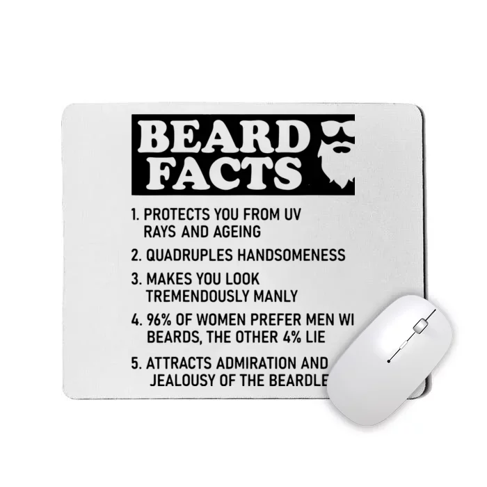 Beard Lover Funny Beard Facts Bearded Guy Humor Mousepad