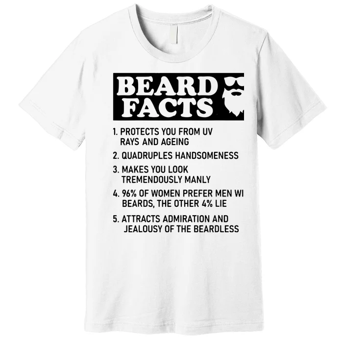 Beard Lover Funny Beard Facts Bearded Guy Humor Premium T-Shirt