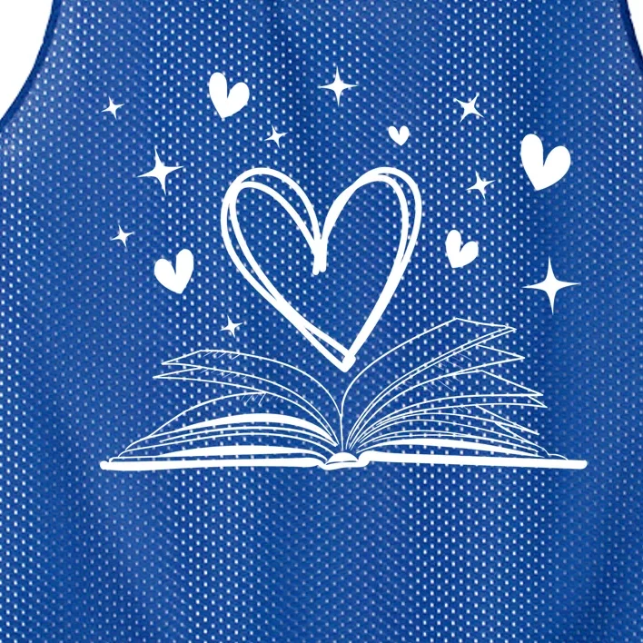 Bookworm Librarian Funny Book Reading Valentine's Day Heart Gift Mesh Reversible Basketball Jersey Tank