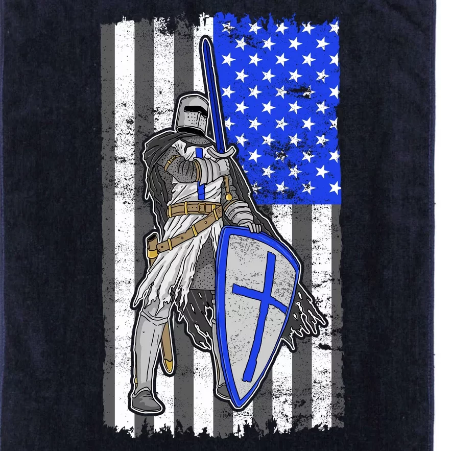 Blue Line Flag Templar Knight Warrior Platinum Collection Golf Towel