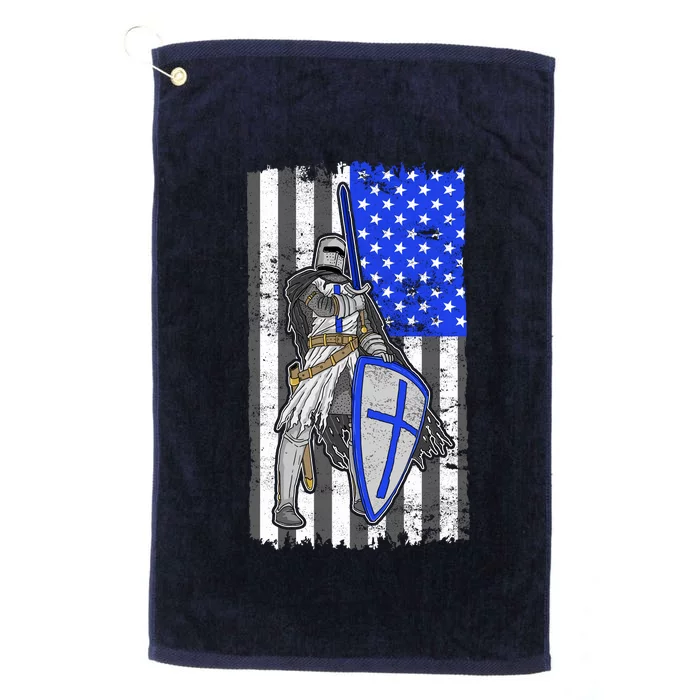 Blue Line Flag Templar Knight Warrior Platinum Collection Golf Towel