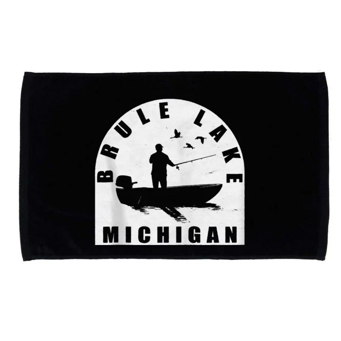 Brule Lake Fishing Michigan Zip Hoodie Microfiber Hand Towel