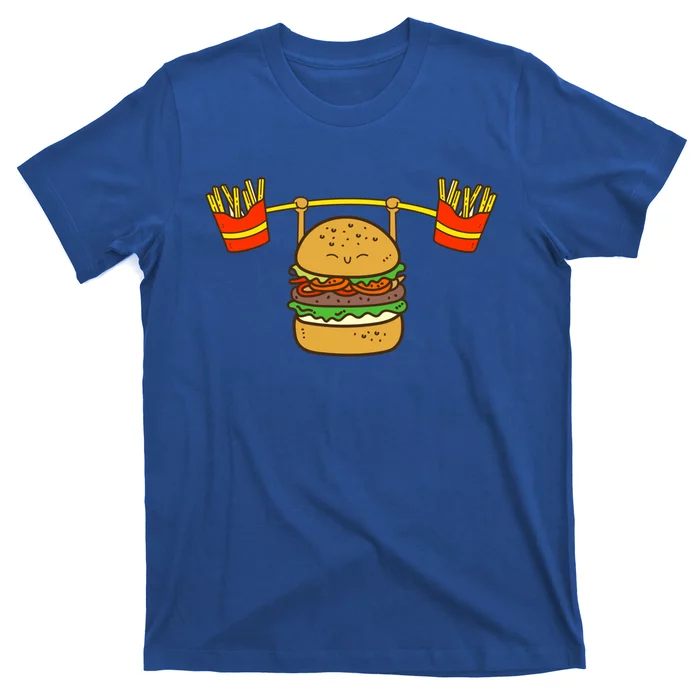 Burger Lifting Fries Hamburger Fast Food Snacks Gym Foodie Gift T-Shirt