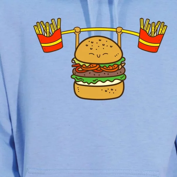 Burger Lifting Fries Hamburger Fast Food Snacks Gym Foodie Gift Unisex Surf Hoodie