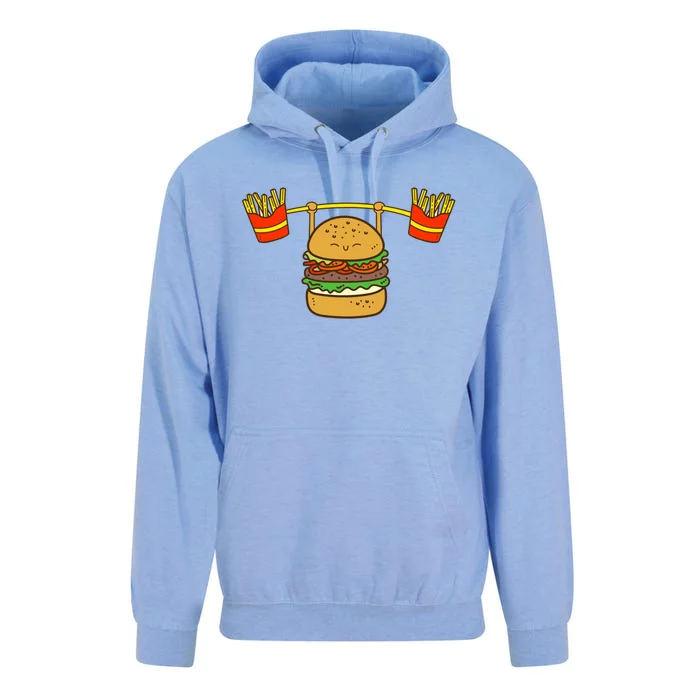 Burger Lifting Fries Hamburger Fast Food Snacks Gym Foodie Gift Unisex Surf Hoodie