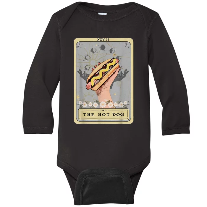 Bun Lover Foodie Food Lover The Hot Dog Tarot Card Baby Long Sleeve Bodysuit