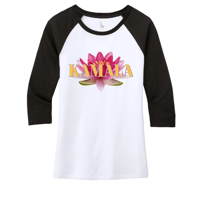 Beautiful Lotus Flower Kamala Harris 2024 Lotus for Potus Women's Tri-Blend 3/4-Sleeve Raglan Shirt