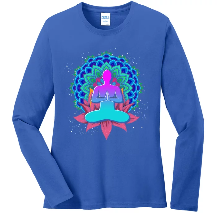 Buddhism Lotus Flower Colorful Dala Namaste Yogi Yoga Great Gift Ladies Long Sleeve Shirt