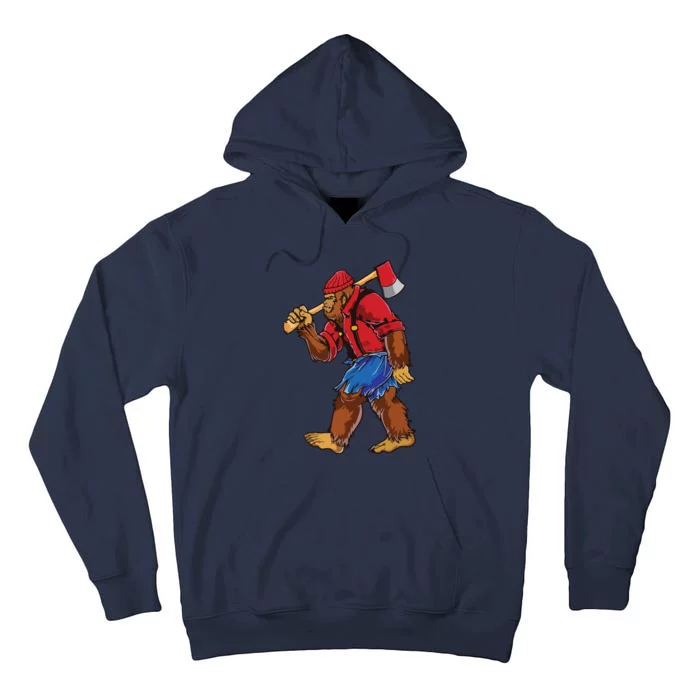 Bigfoot Lumberjack Funny Woodworking Sasquatch Lover Tall Hoodie