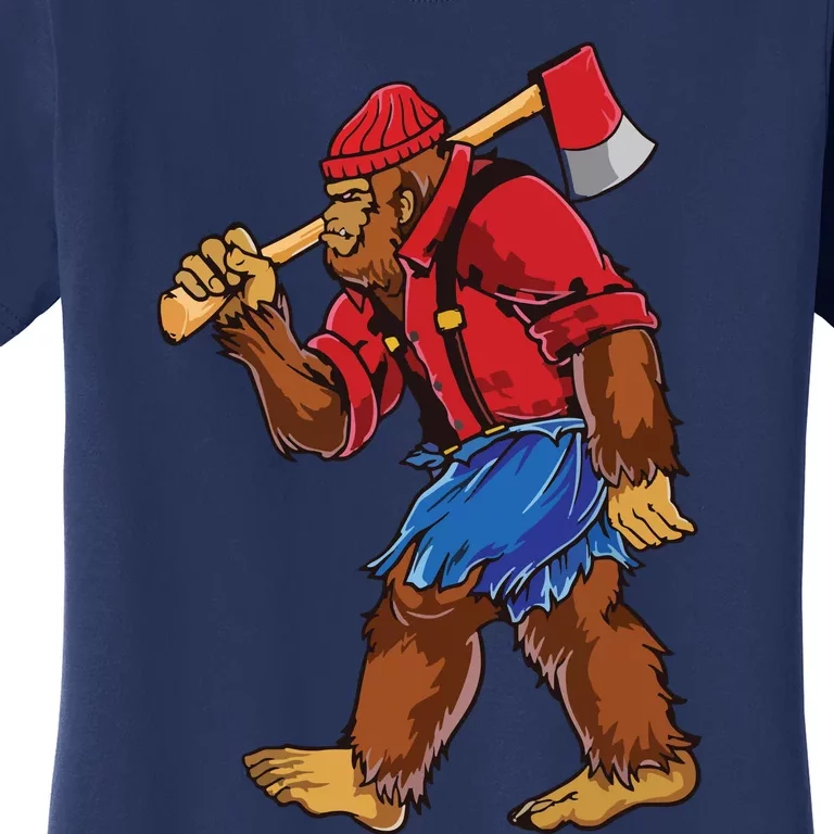 Bigfoot Lumberjack Funny Woodworking Sasquatch Lover Women's T-Shirt