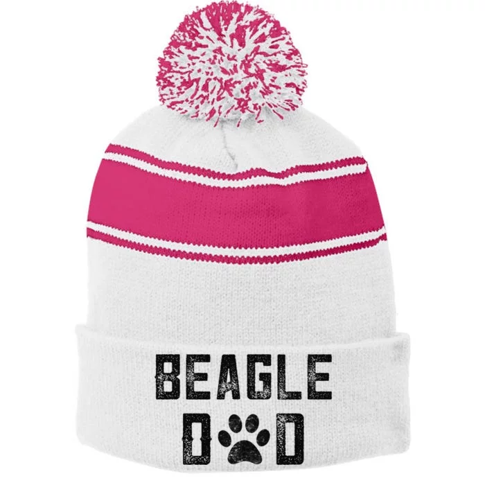 Beagle Lover Gifts I Love My Beagle Dad Beagle Owner Gifts Stripe Pom Pom Beanie