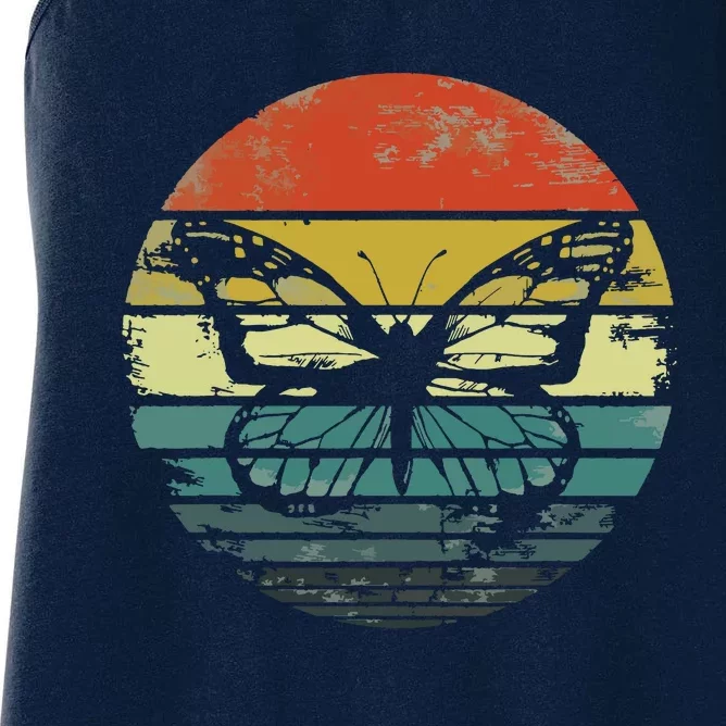 Butterfly Lover Gifts Retro Sunset Insect Monarch Entomology Women's Racerback Tank