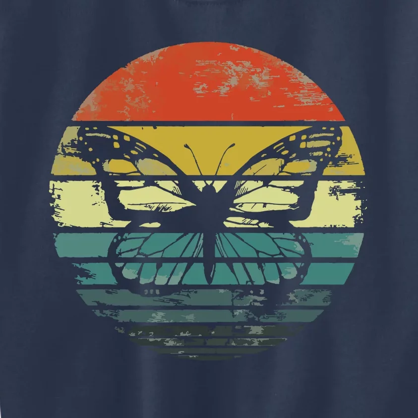 Butterfly Lover Gifts Retro Sunset Insect Monarch Entomology Kids Sweatshirt