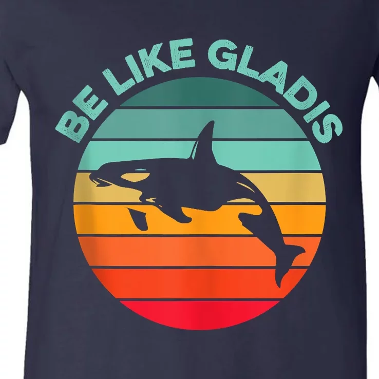 Be Like Gladis Funny Orca Yacht Sinking Whale Viral Meme Fan V-Neck T-Shirt